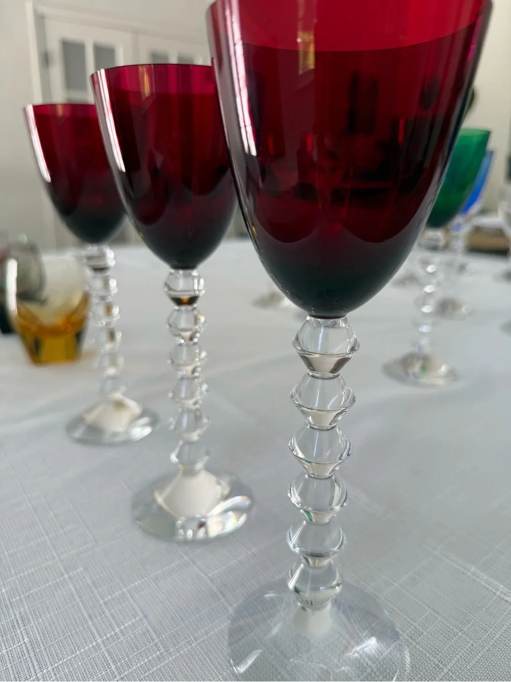 AUTHENTIC BACCARAT VEGA RUBY RED CRYSTAL WINE GLASSES – SET OF 3